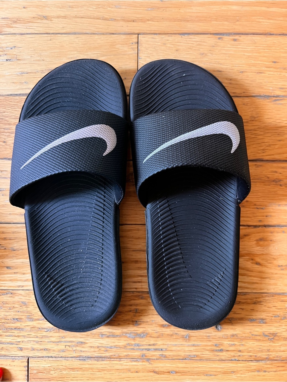 Nike Black Slide Sandals with White Swoosh